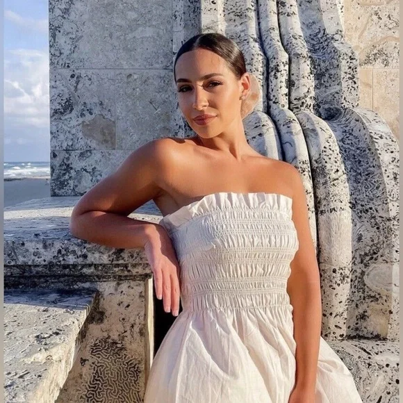 Smocked Bodice Dress Midi H&M Beige - Picture 4 of 10